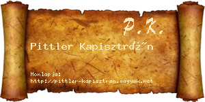 Pittler Kapisztrán névjegykártya